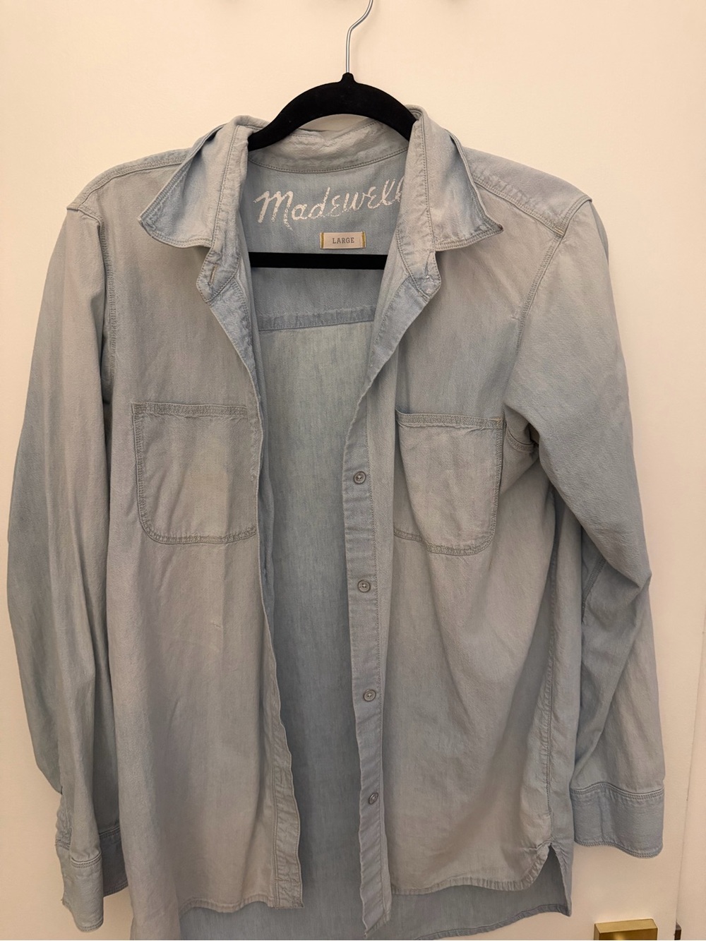Madewell women chambray Light Blue Denim Shirt Jacket